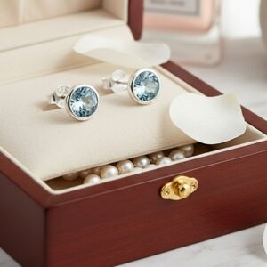 Blue Topaz Bezel Earrings